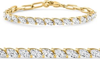 Pompeii3 5 1/2Ct Marquise Diamond Tennis Bracelet Yellow Gold Lab Grown 14k 7 Size: 7