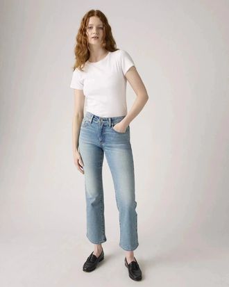Levi's Womens Levis 725 Kick Jeans Blue Denim High Rise Bootcut Zip Fly DDR2544