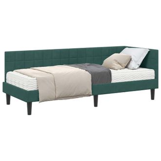 vidaXL Estructura De Cama Esquina Con Colch&oacute;n 2 Pcs Verde Terciopelo Vidaxl