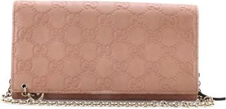 Gucci Signature Wallet on Chain Guccissima Leather clutch bag - Bruin