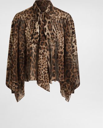 Dolce & Gabbana Leo-print Silk Chiffon Shirt - Woman Shirts And Tops Animal Print 36