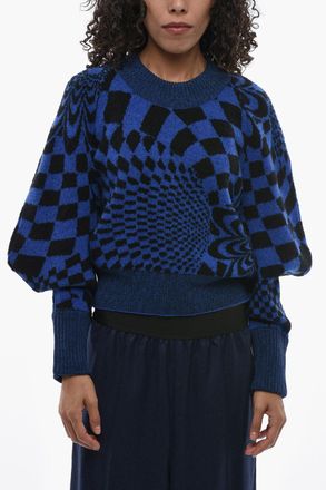 Stella McCartney Maglia Girocollo in Lana Vergine a Fantasia Geometrica Stella McCartney