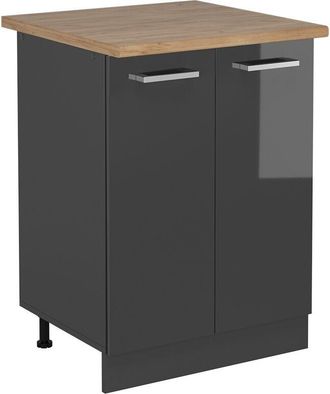 Vicco Mueble Bajo De Cocina R-line, Antracita Alto Brillo, 60 Cm, Et Roble