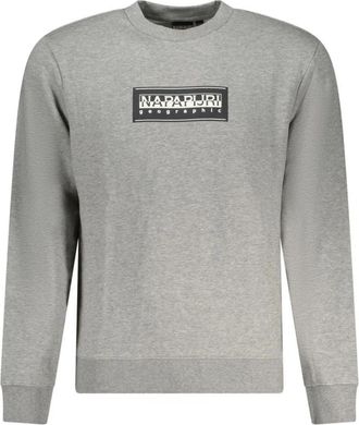 Napapijri Logo Print Katoenen Crew Neck Sweatshirt - Heren - Sweatshirts - Grijs - 3XL - Katoen - Hoodies & sweatvesten