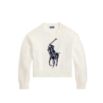 Polo Ralph Lauren Round-neck Knitwear, female, White, Size: S Round-neck Knitwear