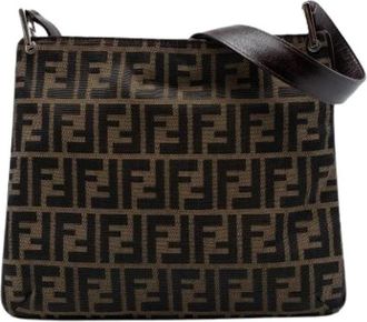 Fendi Pre-owned Cross Body Bags, female, Brown, Size: ONE SIZE Pre-owned Canvas Shoulder Bag