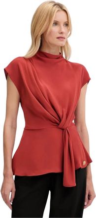 Karl Lagerfeld Asymmetrische Top met Draping - Dames - Blouses - Rood - S - Overhemden