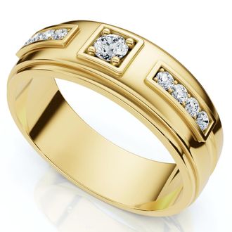 Pompeii3 Mens 1/4Ct Matthew Diamond Wedding Ring Polished Gold 10k Lab Grown