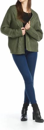 Papillon Cable Knit Cardigan In Khaki