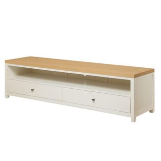 Wabi Home Mueble de tv de madera de sungkai tintada en blanco 180cm