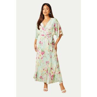 Oasis Petite Occasion Pleated Midi Dress in Sage at Nordstrom, Size 2P