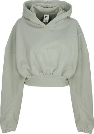 Nike Hoodies, female, Green, Size: M Jade Horizon Short Hooded Crop Sweatshirt
