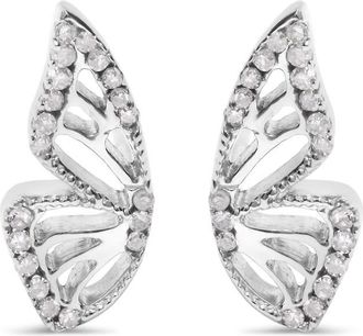 House of Brilliance 925 Sterling Silver 1/6ct TDW Diamond Butterfly Earrings