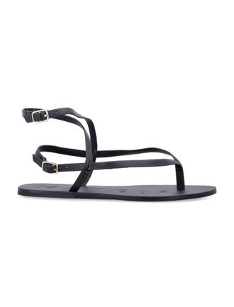 Maneb&igrave; Black Leather Sandals