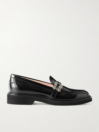 Roger Vivier Mocassini In Pelle Lucida Con Decorazione Viv - Nero