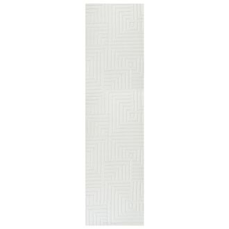 Beliani Alfombra Para Sal&oacute;n Estilo Moderno Forma Rectangular Jacquard 80 X 300 Cm Pelo Corto Blanco Crema Tamirel