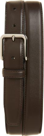 Vince Topstitch Leather Belt in Cacao Brown at Nordstrom, Size 40