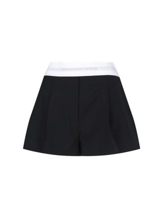 Alexander Wang High-Waisted Black Wool Shorts With Elastic Waist