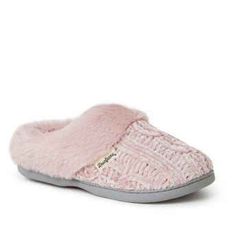 Dearfoams Claire Cable Knit Chenille Clog Slipper in Pale Mauve at Nordstrom, Size X-Large