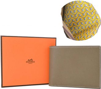 Herm&egrave;s Etoupe Gray Grayish Epsom Leather Wallet (Bi-Fold) (Pre-Owned)