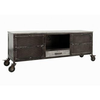 Massivmoebel24 mobile tv in legno di Mango 150x40x60 grigio scuro laccato heavy industry 119