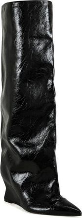 Azalea Wang Kenya Wide Shaft Wedge Boot in Black at Nordstrom, Size 8.5