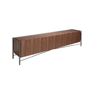 Angel Cerd&aacute; Walnut TV Stand with Dark Steel Legs 220 cm, 4-Door in Brown