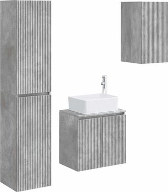 vidaXL Juego De Muebles De Ba&ntilde;o 3 Uds. Gris Hormig&oacute;n Vidaxl