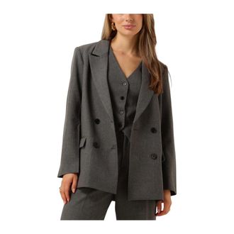 Notre-V Jassen, Dames, Grijs, M, Wol, Elegante Grijze Blazer