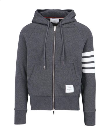 Thom Browne 4-Bar Zip-Up Sweatshirt, In Grey Cotton