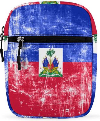 Generic Vintage Haiti Flag Crossbody Bag Adjustable Satchel Cute Shoulder Bag Lightweight Sling Bags