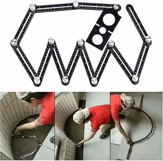 OEM Herramienta De Plantilla, Plantilla De &Aacute;ngulos, Regla Multi&aacute;ngulo De Aleaci&oacute;n De Aluminio De 12 Lados, Con Regla De Posicionamiento Inclinable, Color 