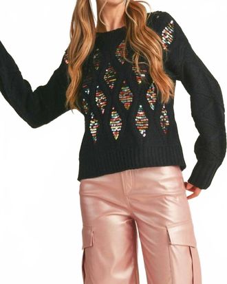 Bibi Sequin Embellished Sweater In Black