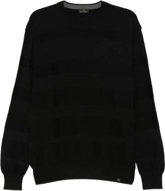 Paul & Shark Crewneck Gestreept Sweater - Heren - Ronde hals truien - Zwart - 2XL - Wol - Truien & Vesten
