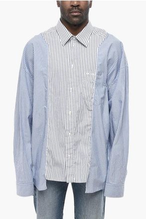 Balenciaga Two-Tone Striped Shirt With French Collar size M