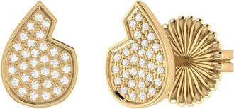 LuvMyJewelry Street Cycle Teardrop Sterling Silver Diamond Stud Earring