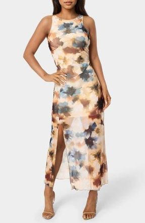 Bebe Power Mesh Side Ruched Maxi Dress in Blue Tan at Nordstrom Rack, Size X-Small