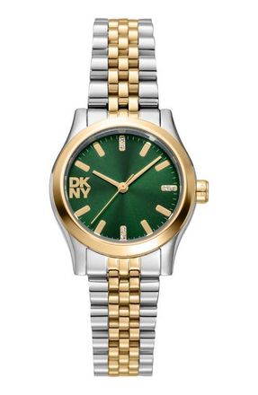 DKNY L 156 Bracelet Watch in Dark Green/Two Tone at Nordstrom