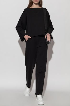 Emporio Armani Sweatpants With Printed Logo, Womens, Black