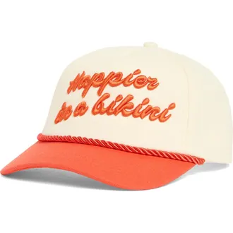 L*Space Newport Snapback Baseball Cap in Grapefruit/Cream at Nordstrom