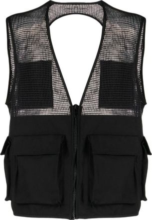 Givenchy Waistcoats, male, Black, M, Black Cargo Gilet with Mesh Panels
