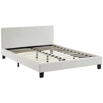 Vente-Unique Letto matrimoniale alla francese 140 x 190 cm in Similpelle Bianco - CORNELIUS