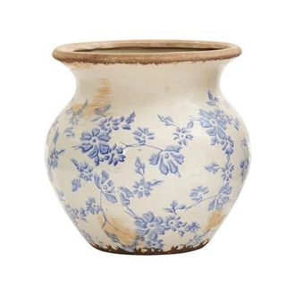 Nearly Natural 7-in Tuscan Ceramic Blue Scroll Urn Vase in Green at Nordstrom
