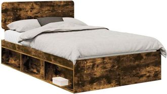 vidaXL Bed Frame Smoked Oak 120 x 200 cm Solid Pine Wood vidaXL