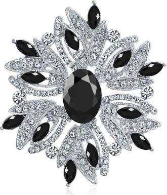 Bling Jewelry Rhodium Plated Large Statement Vintage Style Pin in Black at Nordstrom Rack