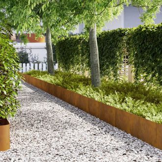 Berkfield Home Lawn Edgings 20 pcs 100x0.5x30 cm Weathering Steel in Brown