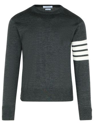 Thom Browne 4 -bar grauer Virgin Wollpullover
