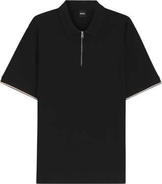 HUGO BOSS Black Solid Shirt Collar Polo