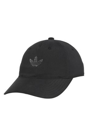 adidas Rhinestone Trefoil Baseball Hat in Black/Silver at Nordstrom