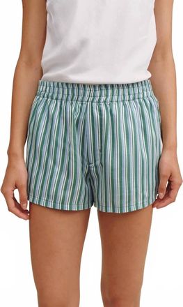 Bella Dahl Boxer Relaxed Short In Emerald Surf Stripe